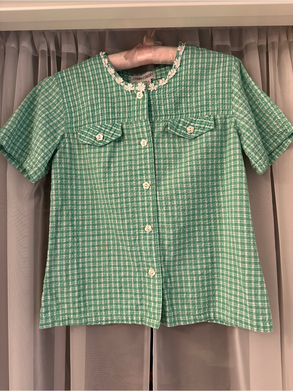 Cabin Creek Mint Green Plaid Short Sleeve Button Up